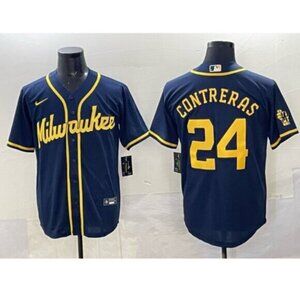 Mens Kids Youths William Contreras Navy Stitched Jersey